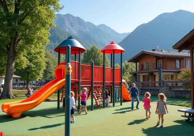 Familienfreundlicher Spielplatz in den Schweizer Alpen