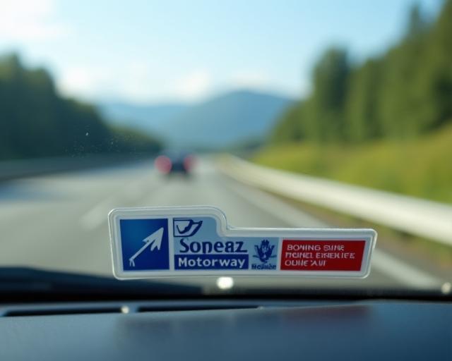 Schweizer Autobahnvignette auf einer Windschutzscheibe